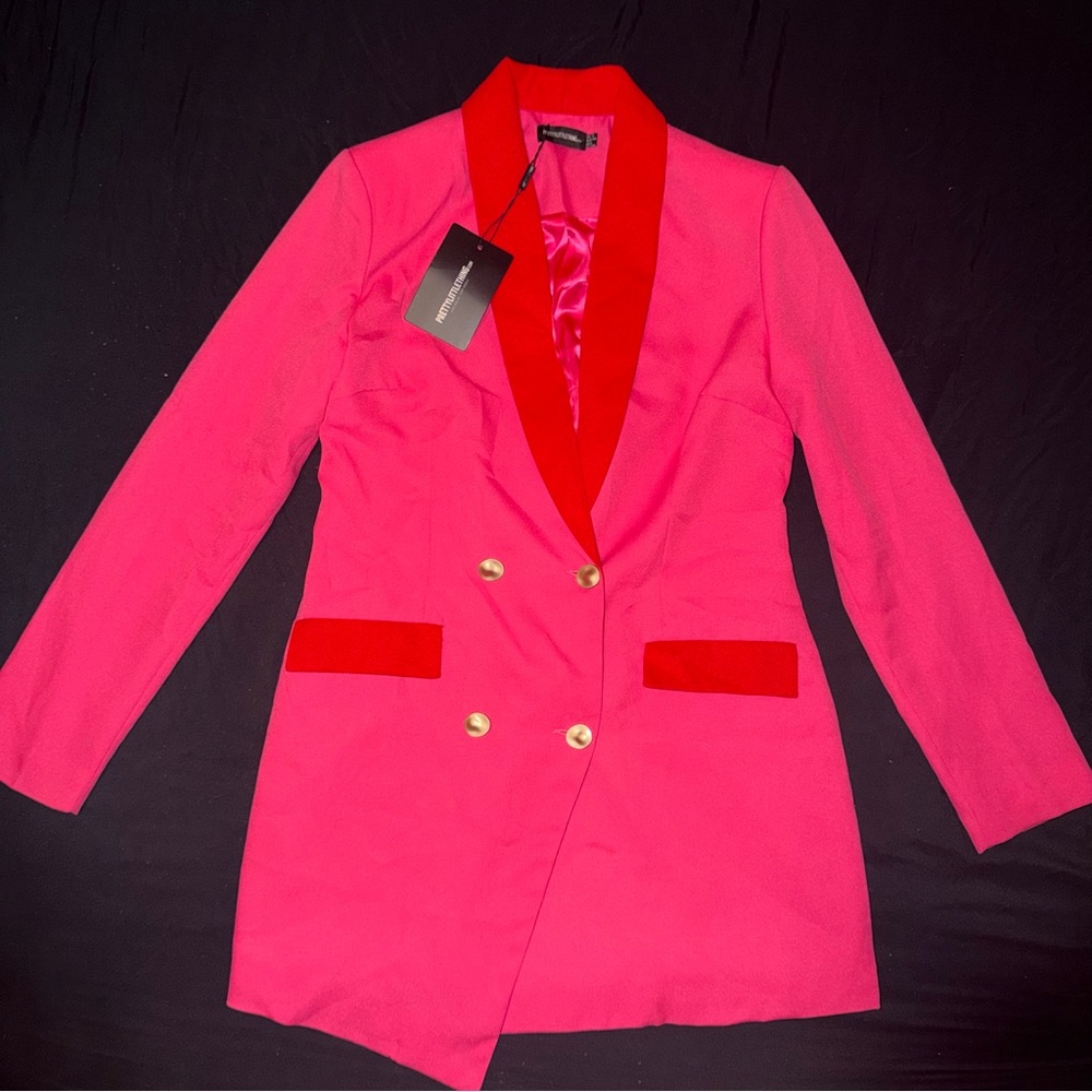 PrettyLittleThing Pink and Red Blazer